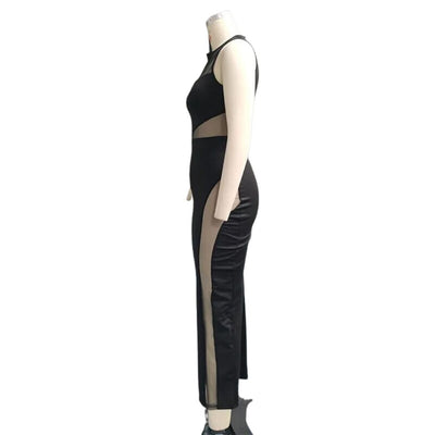 Naomi - Moderne Midi Kjole med Transparente Paneler