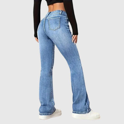 Sienna - Højtaljede flared jeans med en let vask