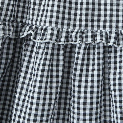 Fiona - lagdelt gingham midi-nederdel med flæsedetaljer