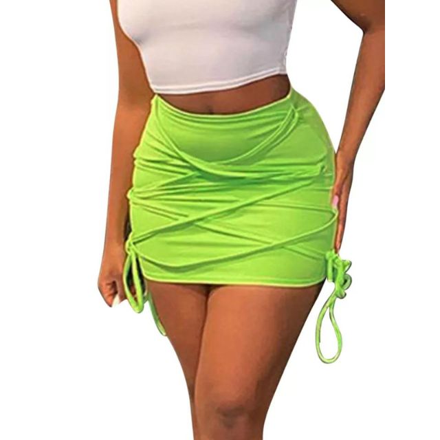 Selena - Ruched mini-nederdel med justerbar snøre