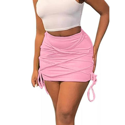 Selena - Ruched mini-nederdel med justerbar snøre