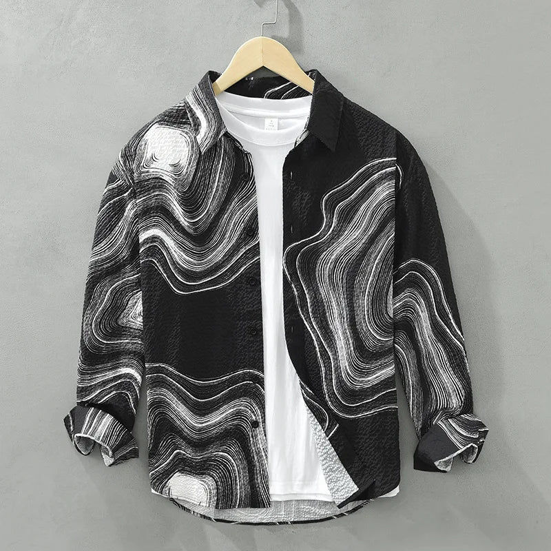 Jasper - Casual skjorte med abstrakt bølgemønster
