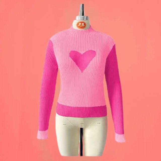 Cora - Ribstrikket sweater med hjerteindlæg