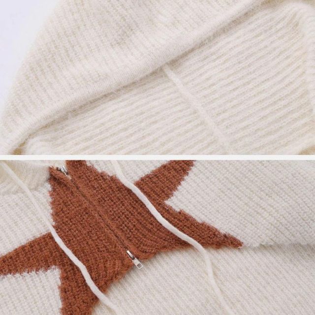 Skyler - Kort strikket hættetrøje med stjernemønster