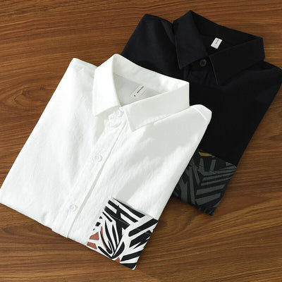 Maxim - Moderne hvid skjorte med zebra lommedetalje