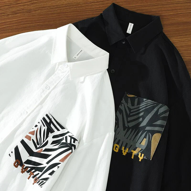 Maxim - Moderne hvid skjorte med zebra lommedetalje