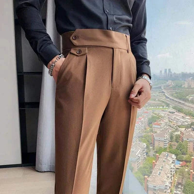 Garrison - Klassiske plisserede bukser med bælte med spænde