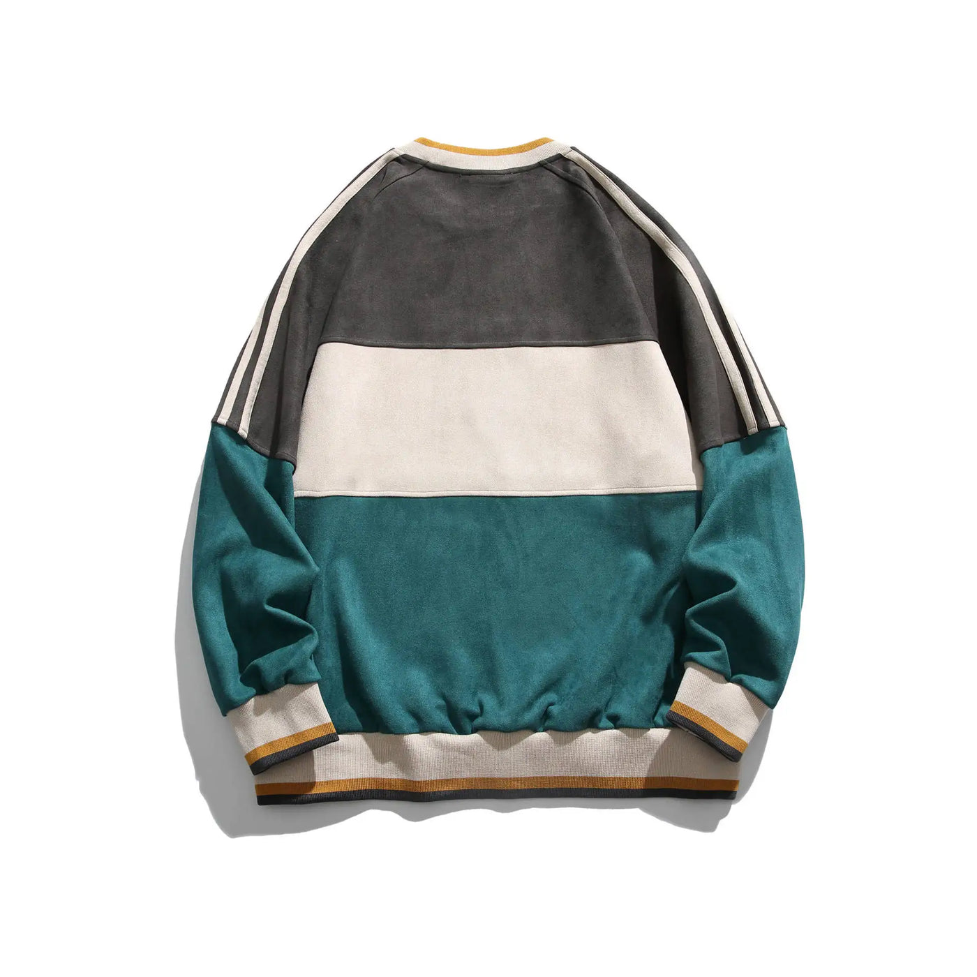 Ethan - Retro Sweatshirt mit Streifenärmeln im Patchwork-Stil