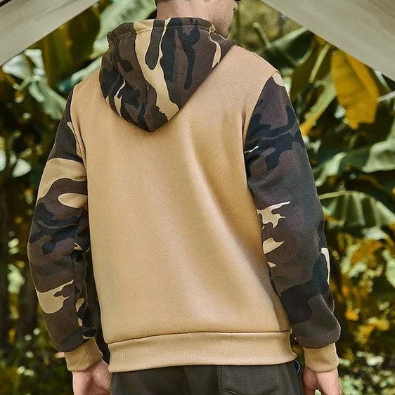 Maverick - hættetrøje med camouflage print ærmer