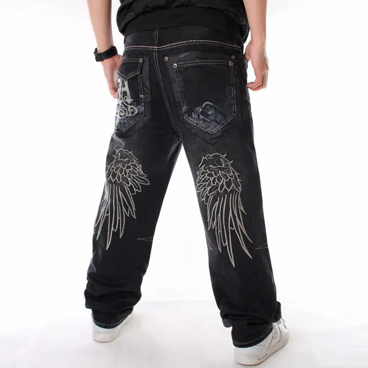 Adrian - Løse jeans med vingebroderi