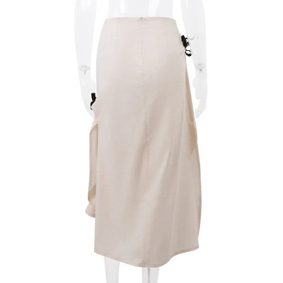 Bianca - ærmeløs top og midi-nederdel sæt med bindebånd