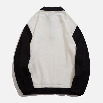 Dominic - Retro-Sweatshirt mit kontrastierendem Polokragen