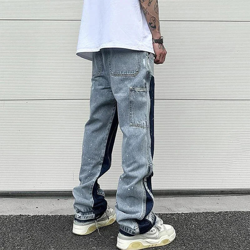 Maxim - Tofarvede flared jeans med plettede detaljer