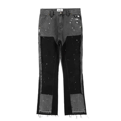Maxim - Tofarvede flared jeans med plettede detaljer