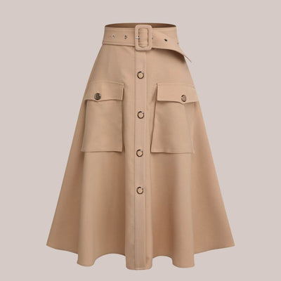 Seraphina - A-line nederdel med bælte og påsyede lommer