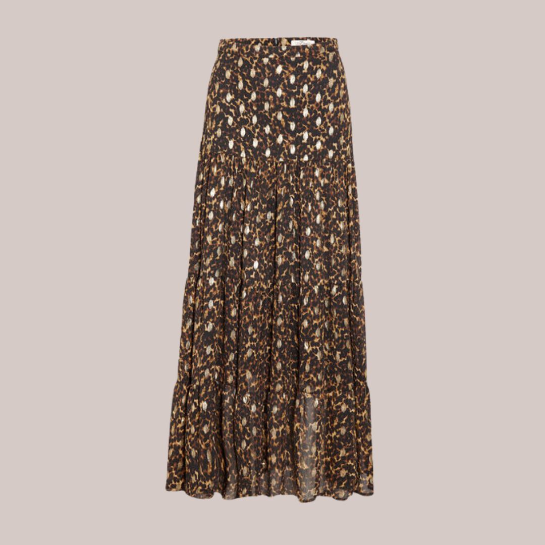 Zara - Flot plisseret midi-nederdel med abstrakt print